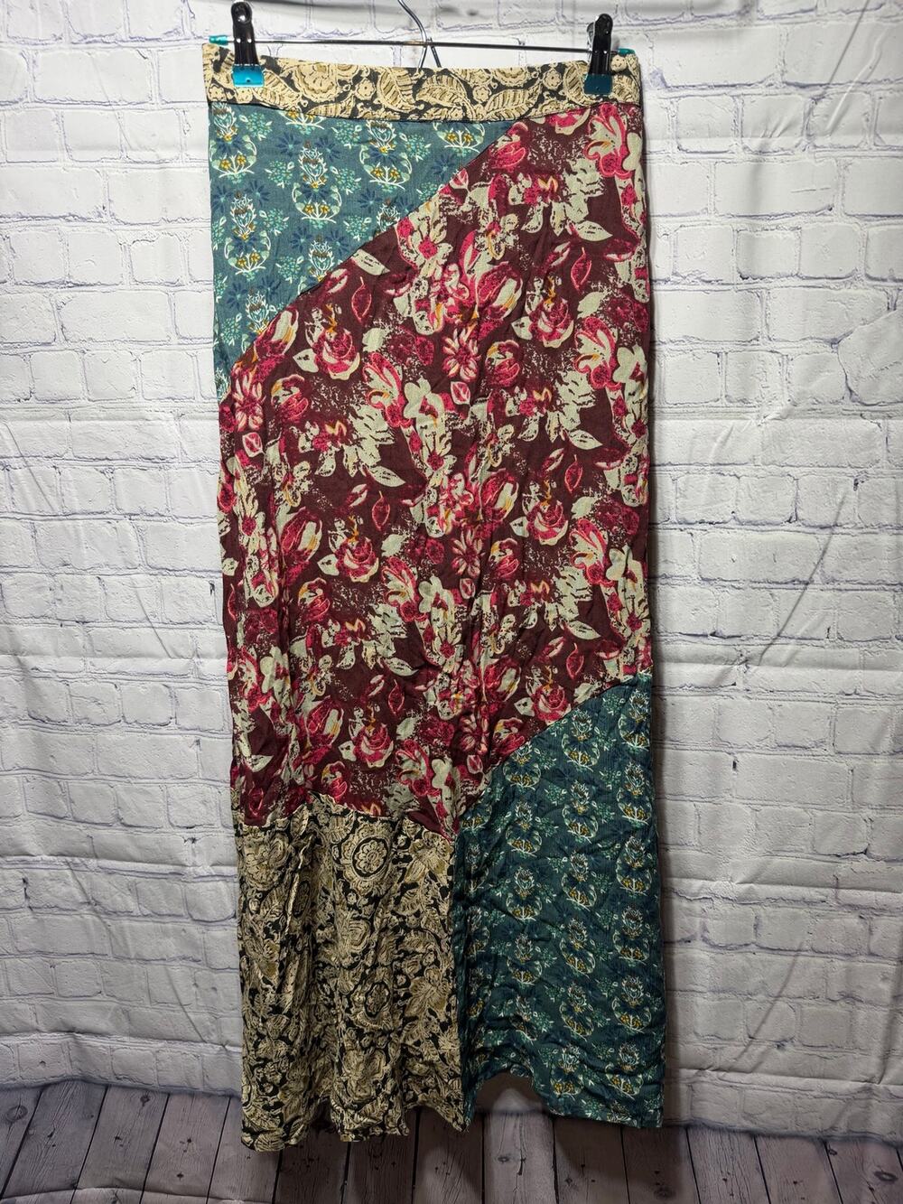 Natural Life Womens Patchwork Boho Maxi Skirt Floral Sz S NWOT Cottagecore